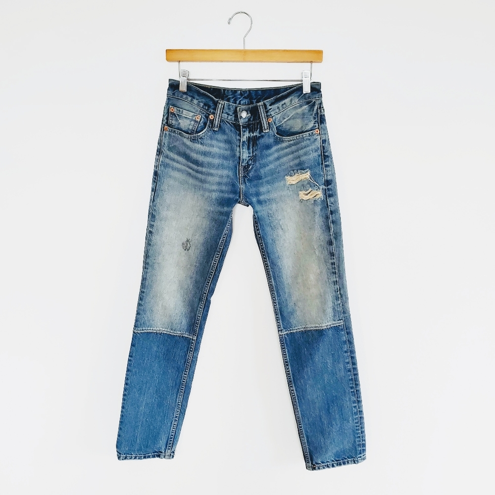 Levi's | 2-Tone High Rise Distressed Relaxed Jeans